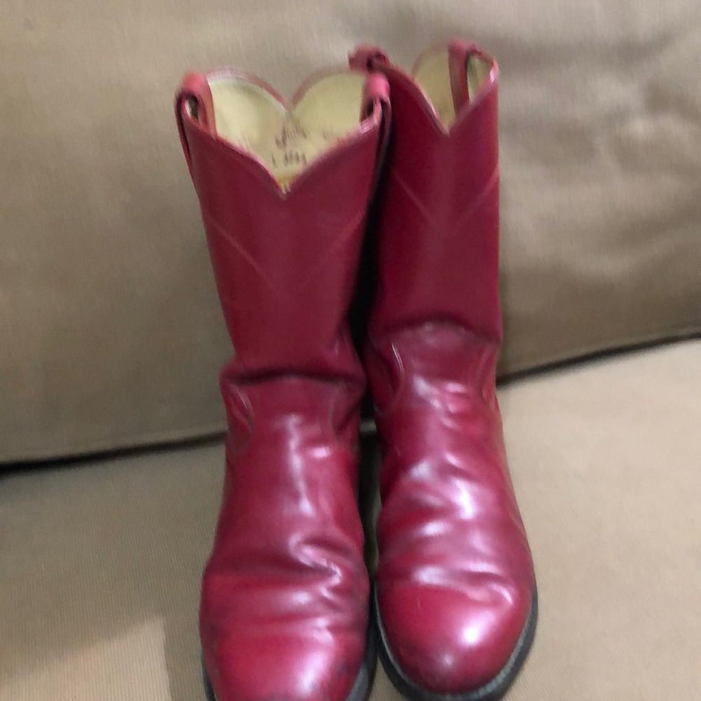 Justin Ropers, Red (Rose) Ladies boots, Size 7 1/2.